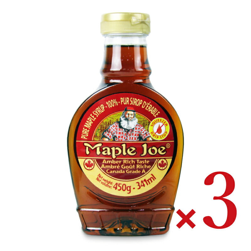 【スーパーSALEで使える最大2000円OFFクーポン配布中!!】《送料無料》メープルジョーメープルシロップアンバー(リッチテイスト)PET450g×3個