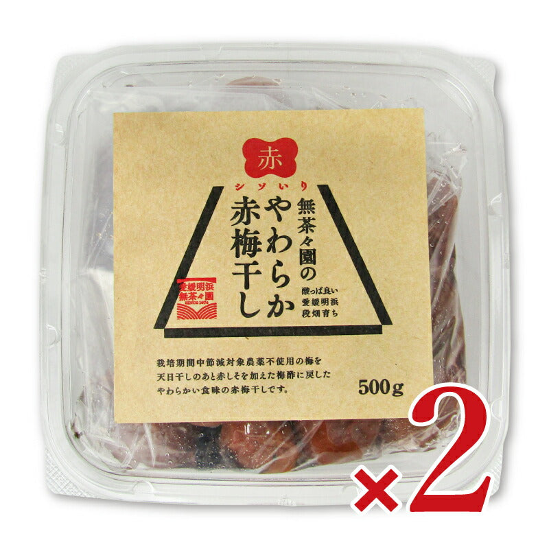 【月初め34時間限定!最大2200円クーポン配布中!】《送料無料》無茶々園やわらか赤梅干し500g×2個