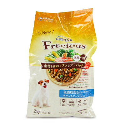 ユニ・チャームグランデリフレシャスドッグフードドライアダルト成犬用低脂肪設計チキン・ビーフ入り2kg