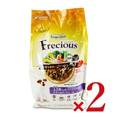 【スーパーSALE限定!最大2,000円OFFクーポン配布中】ユニ・チャームグランデリフレシャスドッグフードシニア13歳以上用チキン・ビーフ入り2kg