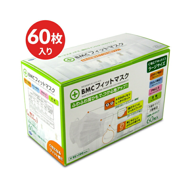 【最大10%OFF!GW限定まとめ買いクーポン配布中!】BMCフィットマスクラージ60枚