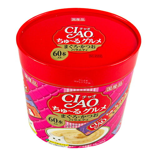 チャオCIAO猫用おやつちゅーるグルメまぐろ・かつおバラエティ14g×60本入国産品