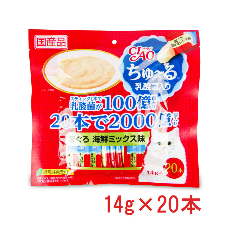 チャオ ちゅーる 猫用 おやつ 乳酸菌入り まぐろ海鮮ミックス 14g×20本