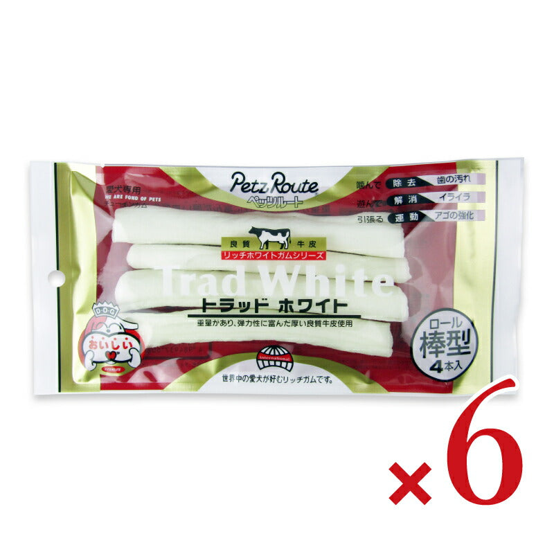 【マラソン限定!最大2160円OFFクーポンプレゼント!】ペッツルートトラッドホワイトガム棒4本入り×6袋