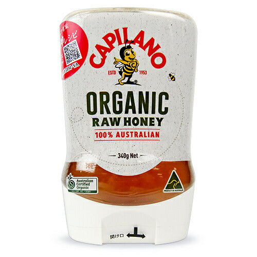 【マラソン限定!最大2,000円OFFクーポン配布中】明治屋カピラーノオーガニックピュアハニー340g逆さボトル生はちみ