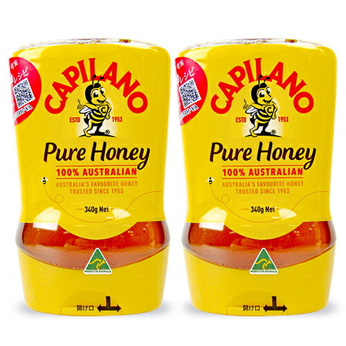 【マラソン限定!最大2,000円OFFクーポン配布中】《送料無料》明治屋カピラーノピュアハニー340g×2本逆さボトル入り