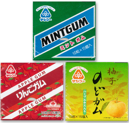 サンコー ガム 10粒×15個入 3種 （バラエティーセット）［ミントガム