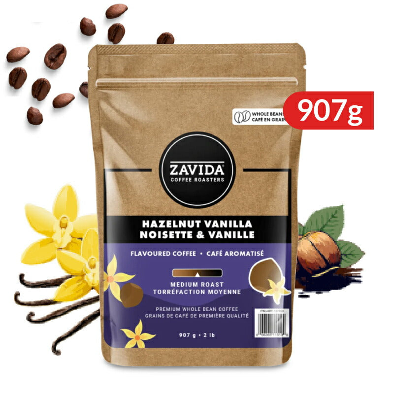 ザビダコーヒーヘーゼルナッツホールビーンコーヒーバニラフレーバー907g