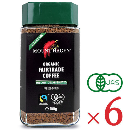 《送料無料》マウントハーゲンオーガニックフェアトレードカフェインレスインスタントコーヒー100g×6個ケース販売有機JAS