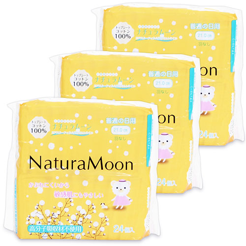 【医薬部外品】G-Placeナチュラムーン生理用ナプキン普通の日用羽なし24個×3個セット《あす楽》