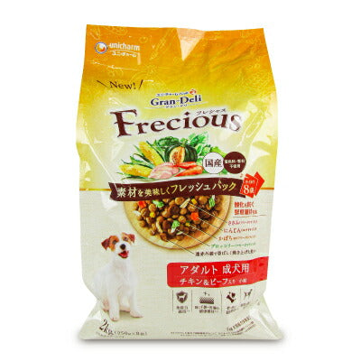 【2月1日限定！食フェスクーポン配布中】ユニ・チャームグランデリフレシャスドッグフードドライアダルト成犬用チキン・ビーフ入り2kg