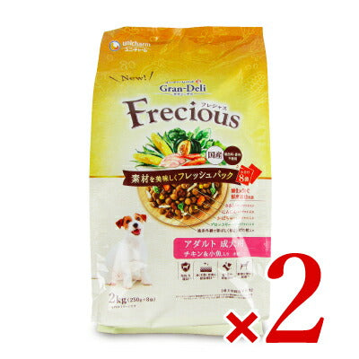 【2月1日限定！食フェスクーポン配布中】ユニ・チャームグランデリフレシャスドッグフードドライアダルト成犬用チキン・小魚入り2kg
