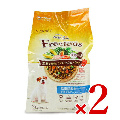 ユニ・チャームグランデリフレシャスドッグフードドライアダルト成犬用低脂肪設計チキン・ビーフ入り2kg