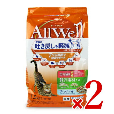 ユニ・チャームAllWell室内猫用贅沢素材入りフィッシュ味天然小魚とささみフリーズドライ入り1.5kg