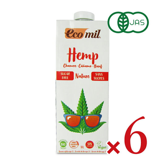 【ミライスタイル】《ケース》EcoMilエコミル有機ヘンプミルク（無糖）1L×6本セット