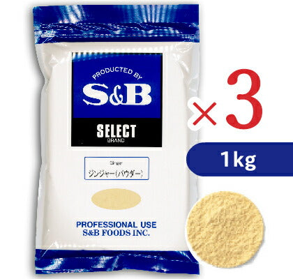 《送料無料》S&Bセレクトスパイスジンジャーパウダー1kg（1000g）×3袋［エスビー食品］【しょうが生姜しょうが粉末スパイスヱスビー業務用】