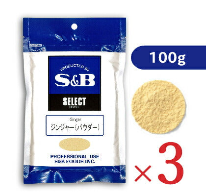 《メール便で送料無料》S&Bセレクトスパイスジンジャーパウダー100g×3袋［エスビー食品］【しょうが生姜しょうが粉末スパイスヱスビー】