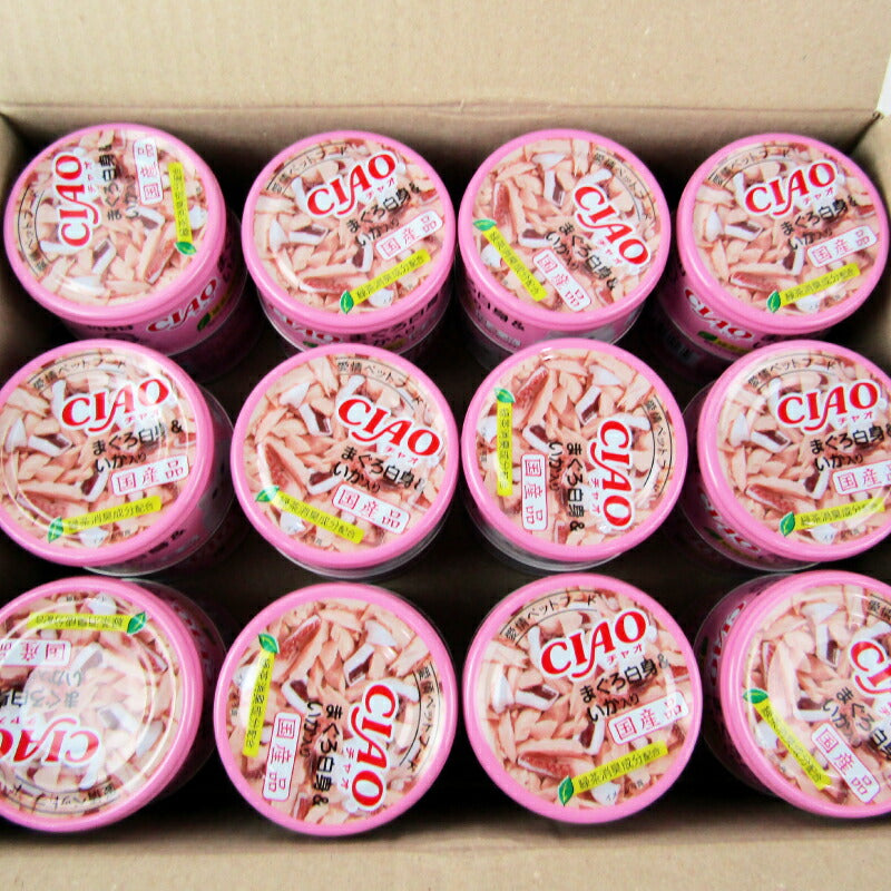 【月初め34時間限定!最大2000円OFFクーポン配布中!】《送料無料》いなばCIAOまぐろ白身&いか入り85g×24個ケース販売