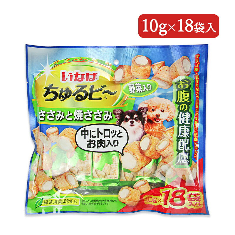 いなば犬用おやつちゅるビーささみと焼ささみ野菜入りおなかの健康配慮10g×18袋入り