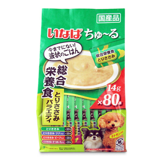 【月初め34時間限定!最大2000円OFFクーポン配布中!】《送料無料》いなばちゅ～るとりささみバラエティ14g×80本