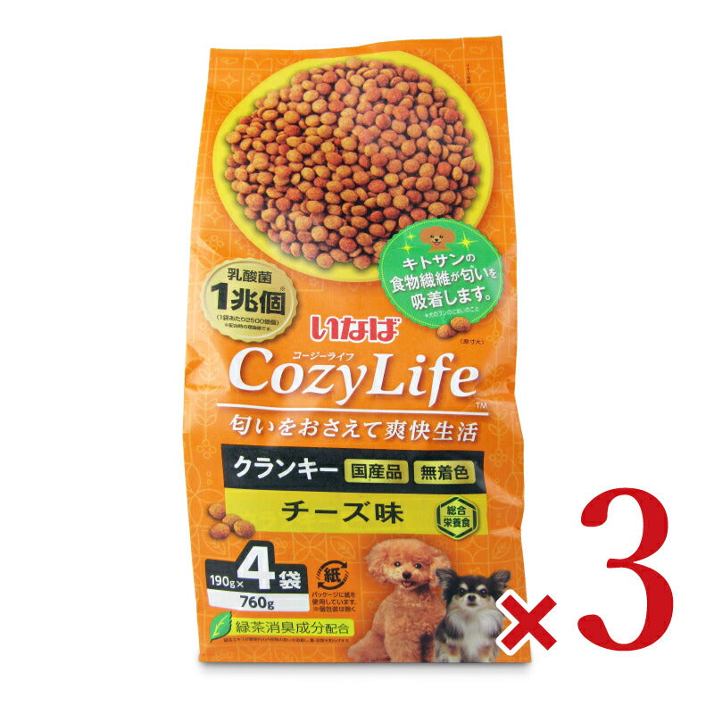 【月初め34時間限定!最大2000円OFFクーポン配布中!】いなばCozyLifeクランキーチーズ味190g×4袋×3個