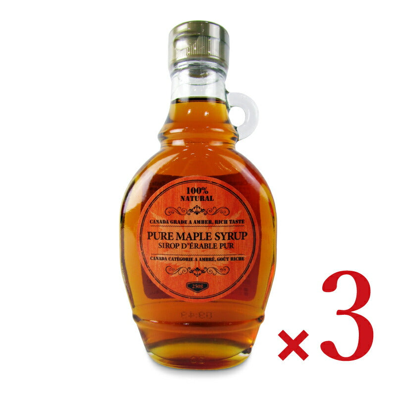 【スーパーSALE限定！最大2000円OFFクーポン配布中！】日本蜂蜜レンゲ印ピュアメープルシロップ250g×3本