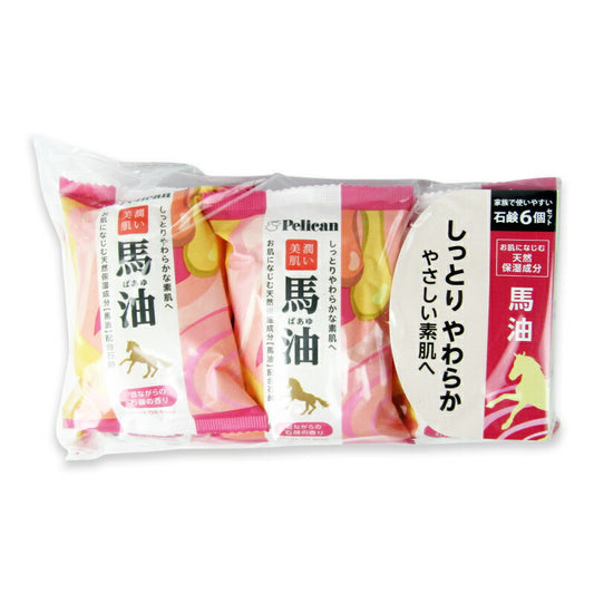 【最大10％OFF!GW限定まとめ買いクーポン配布中!】ペリカン石鹸ファミリー石鹸馬油80g×6P