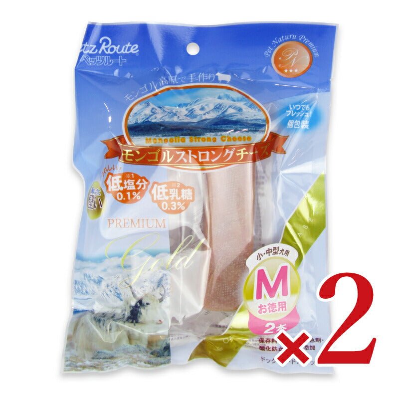 【月初め34時間限定！最大2160円OFFクーポンプレゼント！】ペッツルートモンゴルストロングチーズＭお徳用2本×2袋