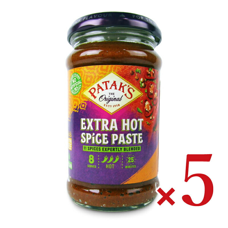 【マラソン期間限定!!最大2000円OFFクーポン配布中!!】《送料無料》パタックスエキストラホットカレーペースト283g×5個