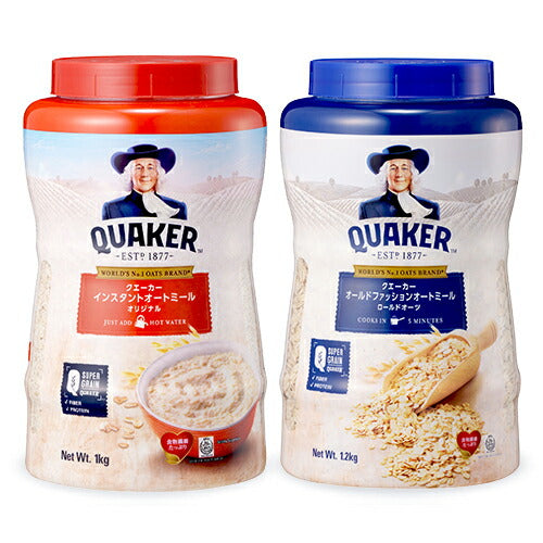 《送料無料》クエーカーインスタントオートミールオリジナル1kg+クエーカーオールドファッションオートミール1.2kg各1個