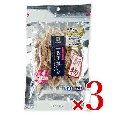 《メール便で送料無料》伍魚福一夜干焼きいか75g×3袋