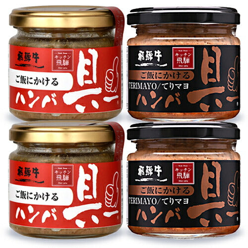 《送料無料》飛騨ハムキッチン飛騨ご飯にかける飛騨牛ハンバ具ー(プレーン＆てりマヨ）120g×4個ハンバーグ