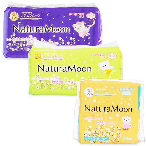 【医薬部外品】G-Placeナチュラムーン生理用ナプキン普通の日用24コ入（羽なし）＋多い日の昼用16コ入（羽つき）＋多い日の夜用10コ入（羽つき）《あす楽》