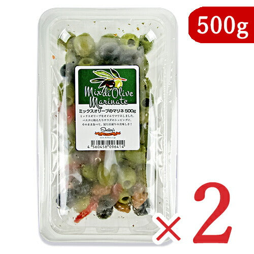 【マラソン限定！最大2000円OFFクーポン配布中！】《送料無料》シェリーズミックスリーブのマリネ種抜き500g×2個オリーブの実《冷蔵手数料無料》
