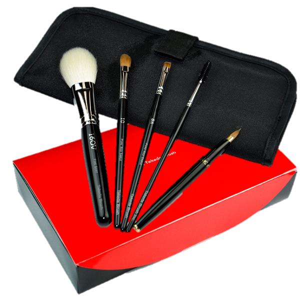 竹田ブラシ 黒軸 4本セット 熊野筆 竹田ブラシ 化粧筆セット メイクブラシ